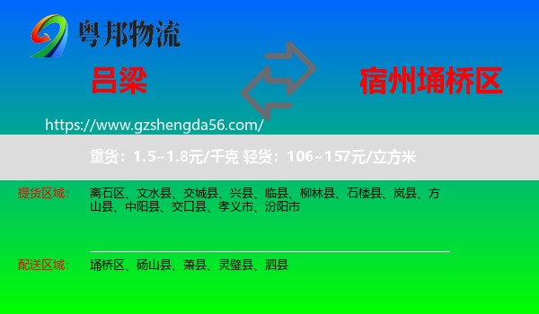 吕梁到埇桥区物流专线