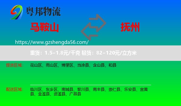 马鞍山到抚州物流