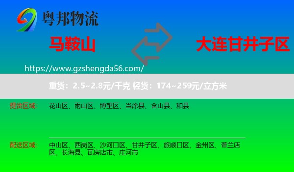 马鞍山到甘井子区物流专线