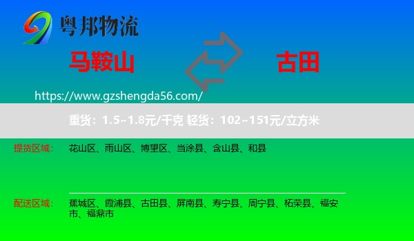 马鞍山到古田县物流专线