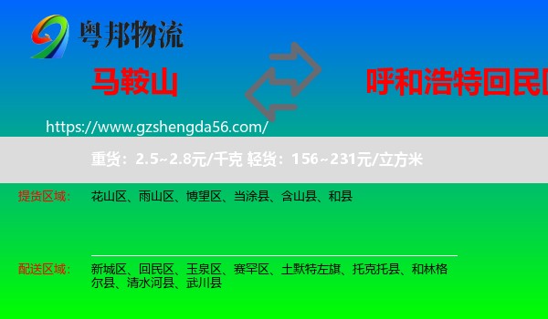 马鞍山到回民区物流专线