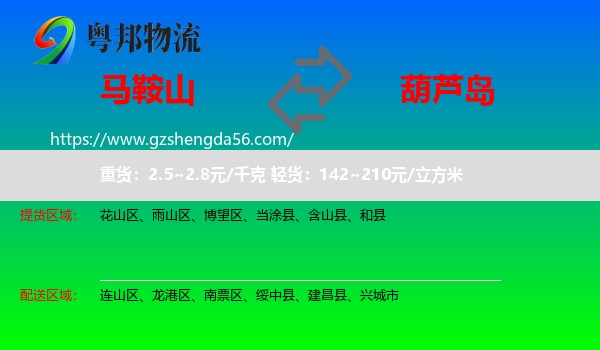 马鞍山到葫芦岛物流