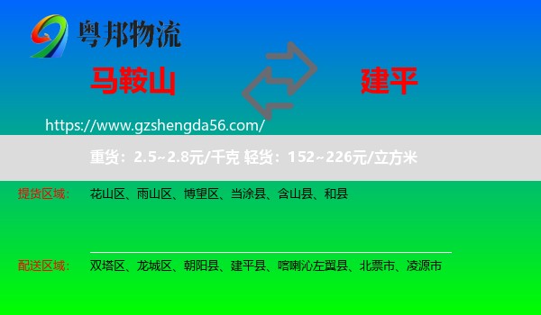 马鞍山到建平县物流专线