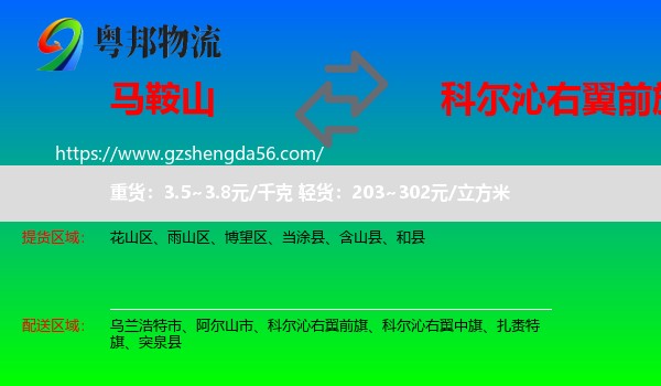 马鞍山到科尔沁右翼前旗物流专线
