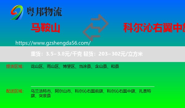 马鞍山到科尔沁右翼中旗物流专线
