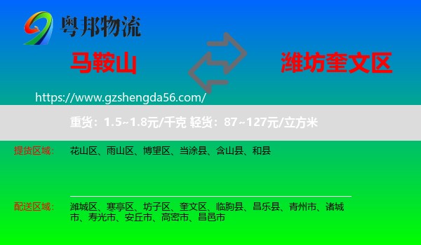 马鞍山到奎文区物流专线