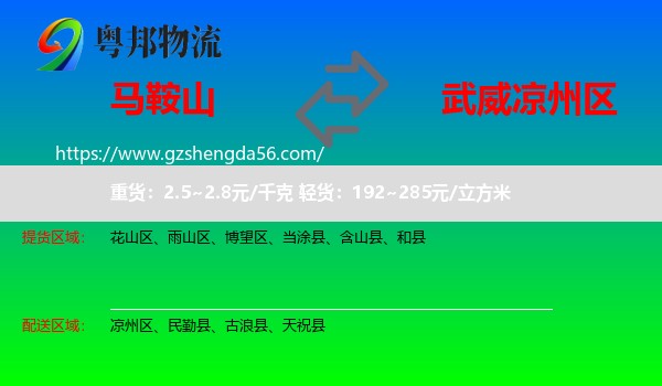 马鞍山到凉州区物流专线
