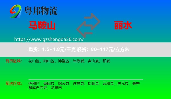 马鞍山到丽水物流