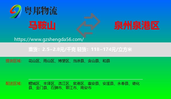 马鞍山到泉港区物流专线