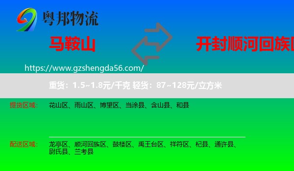 马鞍山到顺河回族区物流专线
