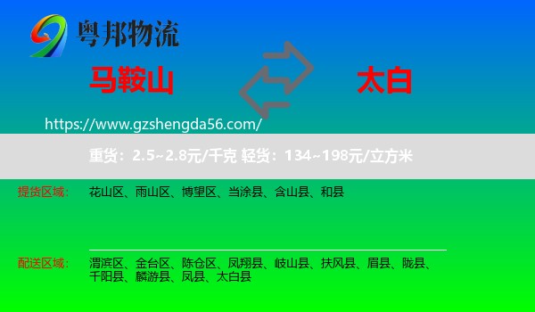 马鞍山到太白县物流专线