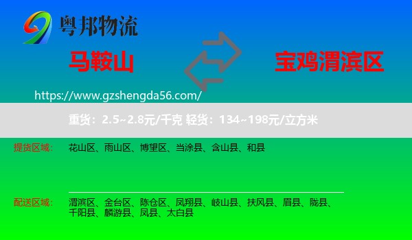 马鞍山到渭滨区物流专线