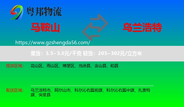 马鞍山到乌兰浩特市物流专线