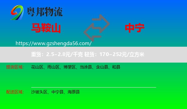 马鞍山到中宁县物流专线