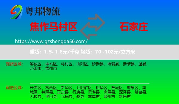 马村区到石家庄专线