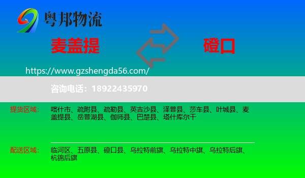 麦盖提县到磴口县物流专线