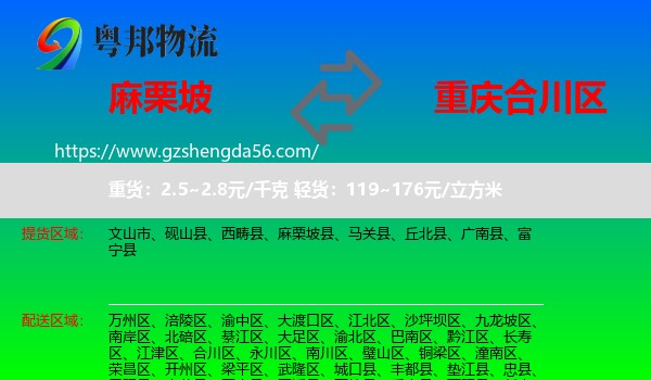 麻栗坡县到合川区物流专线