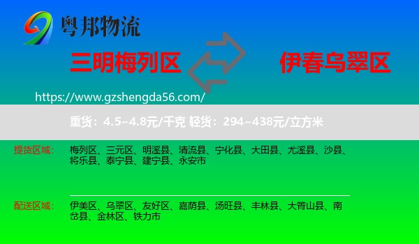 梅列区到乌翠区物流专线