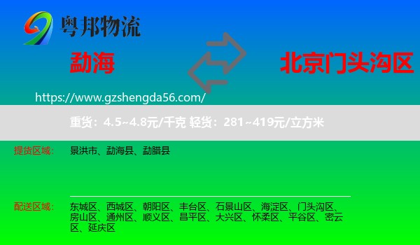 勐海县到门头沟区物流专线