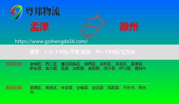孟津县到滁州物流专线