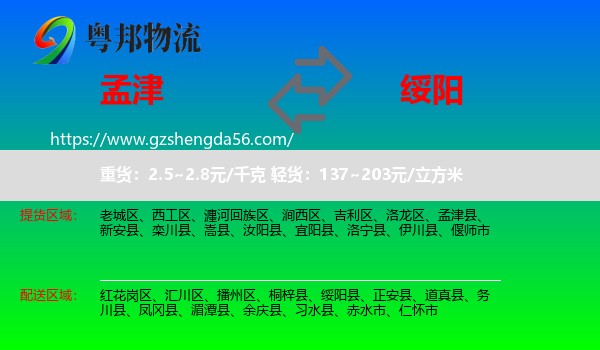 孟津县到绥阳县物流专线
