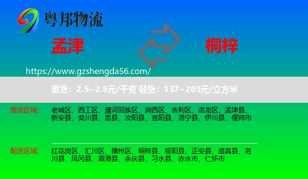 孟津县到桐梓县物流专线