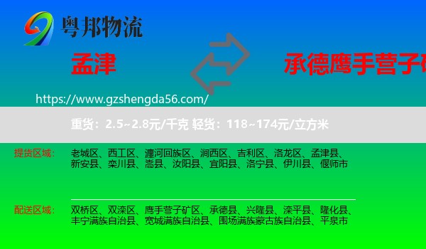 孟津县到鹰手营子矿区物流专线