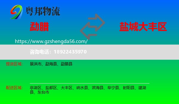勐腊县到大丰区物流专线