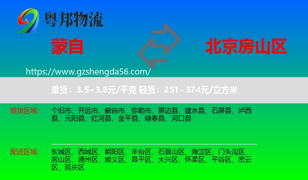 蒙自市到房山区物流专线