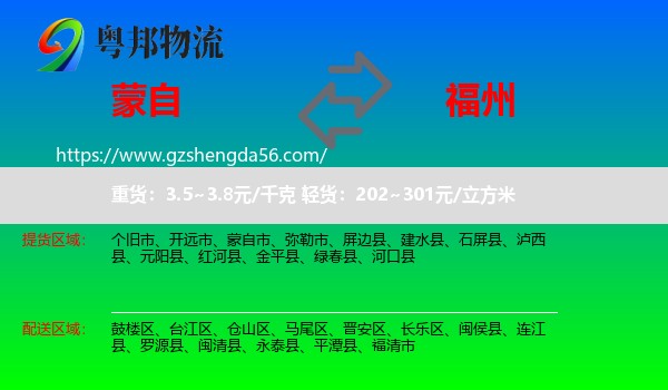 蒙自市到福州专线