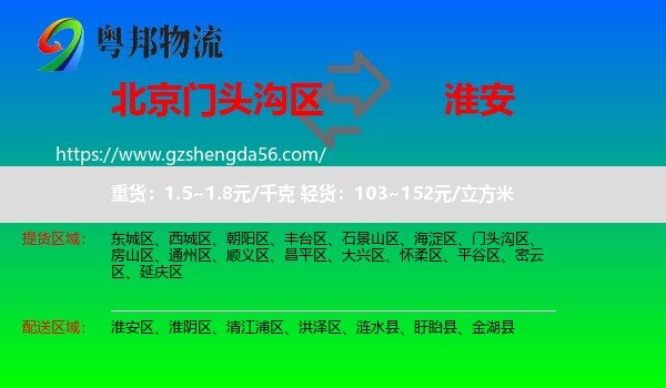门头沟区到淮安物流专线