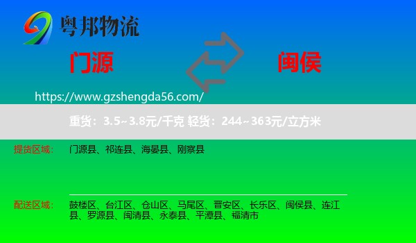 门源县到闽侯县物流专线