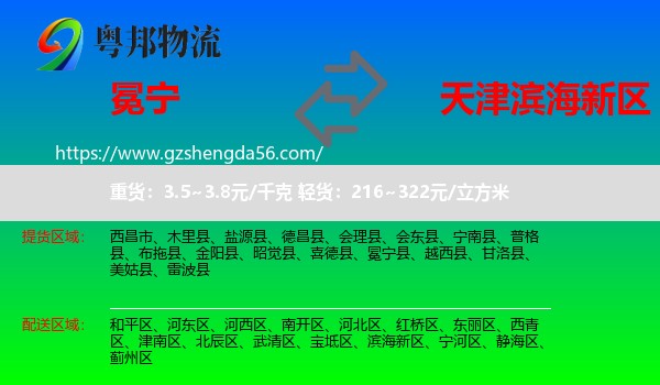 冕宁县到滨海新区物流专线