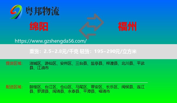 绵阳到福州专线