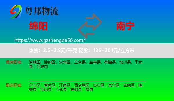 绵阳到南宁专线