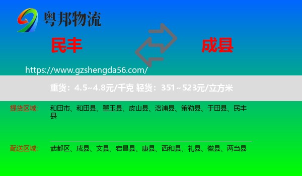 民丰县到成县物流专线