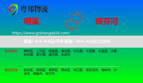 明溪县到绥芬河市物流专线