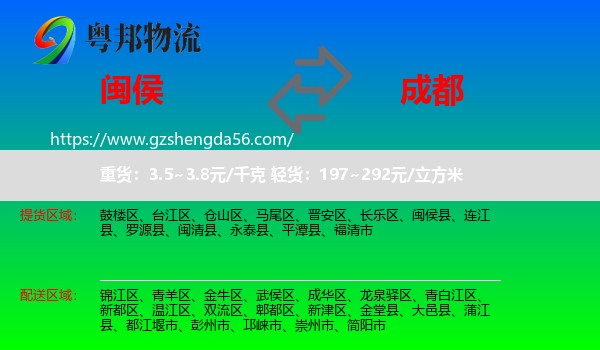 闽侯县到成都专线