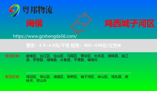 闽侯县到城子河区物流专线