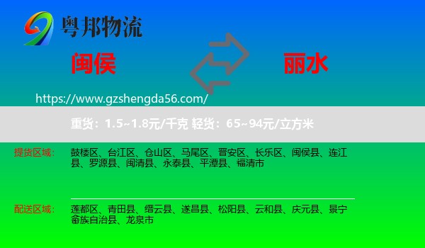 闽侯县到丽水物流