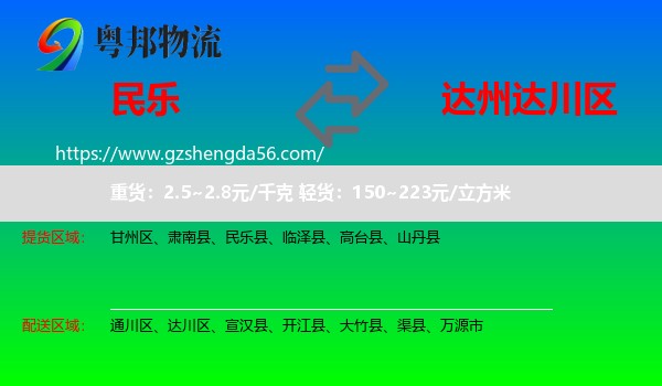 民乐县到达川区物流专线