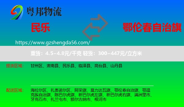 民乐县到鄂伦春自治旗物流专线