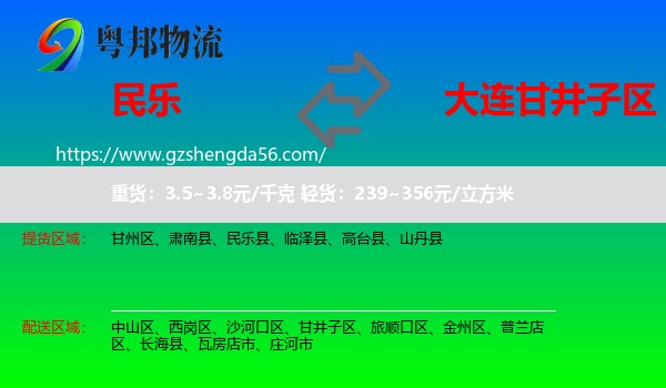 民乐县到甘井子区物流专线