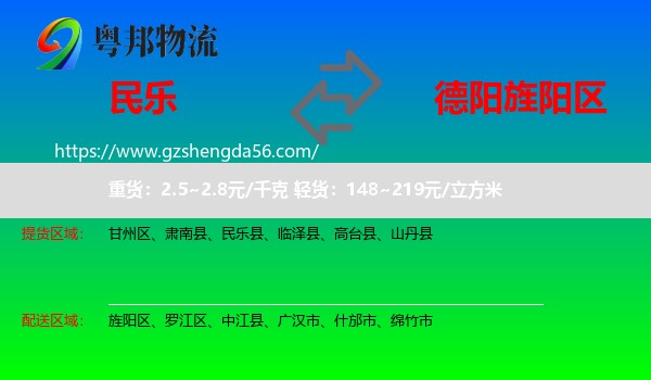 民乐县到旌阳区物流专线