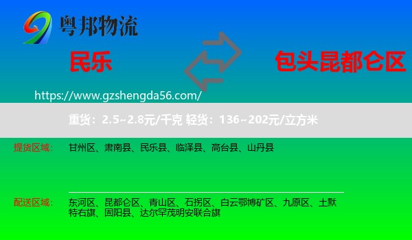 民乐县到昆都仑区物流专线