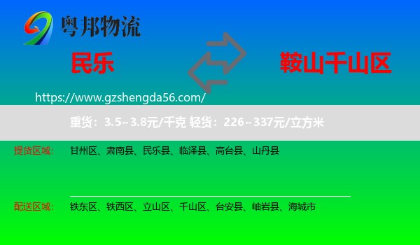 民乐县到千山区物流专线