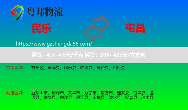 民乐县到屯昌县物流专线