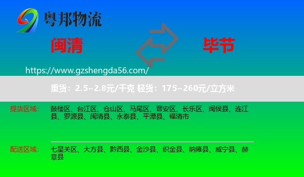 闽清县到毕节物流