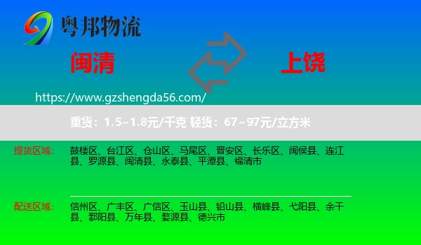 闽清县到上饶物流