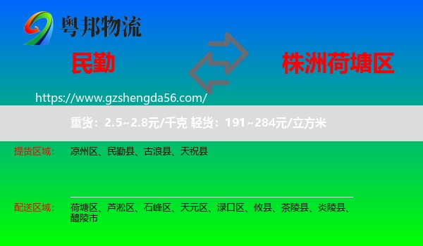 民勤县到荷塘区物流专线